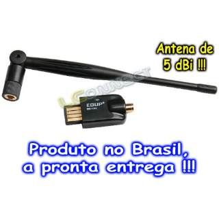 Placa De Rede Wireless / Wifi. Edup 150mbps + Antena 5 Dbi !